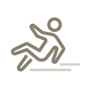 a png of a man slipping and falling, meant to represent MMRBH Law Office's slip and fall lawsuits practice area.